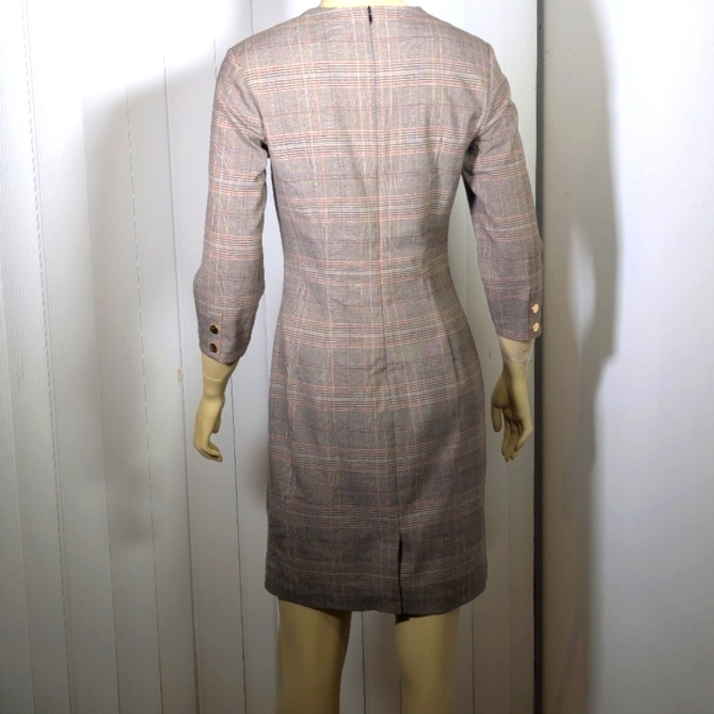 H&M Brown Plaid Fitted Dress Size 6 - Picture 6 of 9